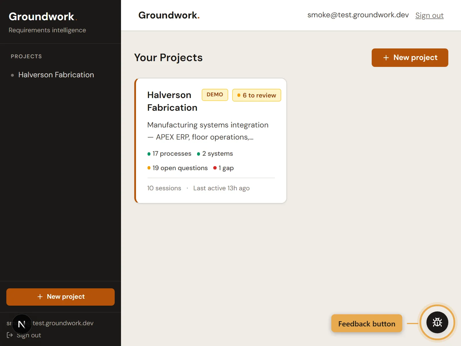 Feedback button on page