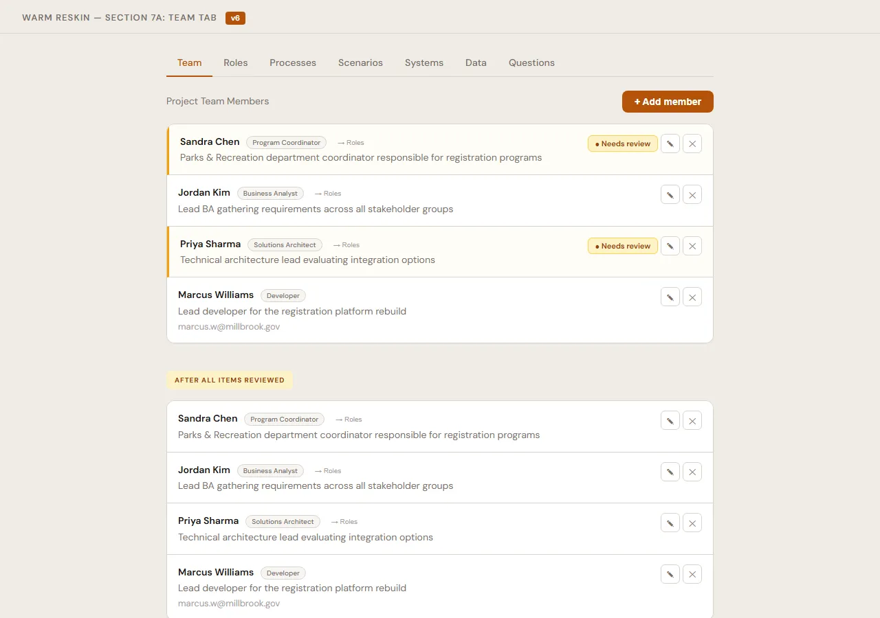 Team tab v6 — the final version